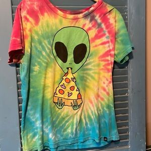 Jac Vanek Alien Pizza Tie Dye Retro Tee unisex